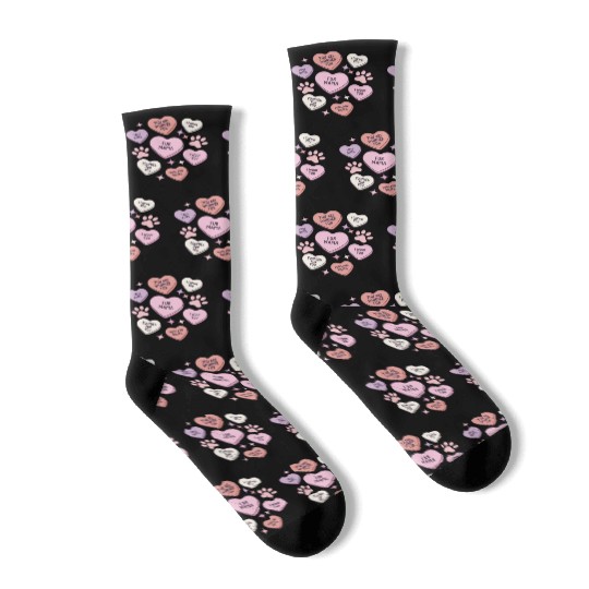 My Dog Is My Valentine Conversation Hearts Socks