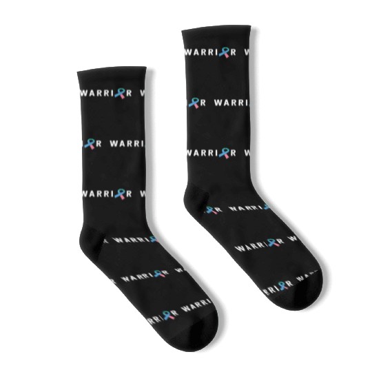 Thyroid Cancer Warrior Men Pink Blue Teal Ribbon Socks