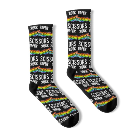 Rock Paper Scissors Lesbian Pride Rainbow LGBT Socks