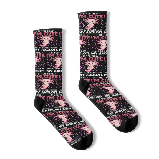 Axolotl Heart Valentine's Day Animal For Womens Socks