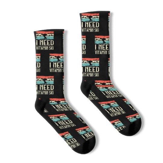 I Need Vitamin Skiing Ice Ski Winter Sport Skier Socks