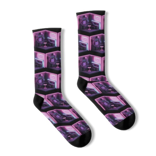 Isometric Modern Room Cube Socks