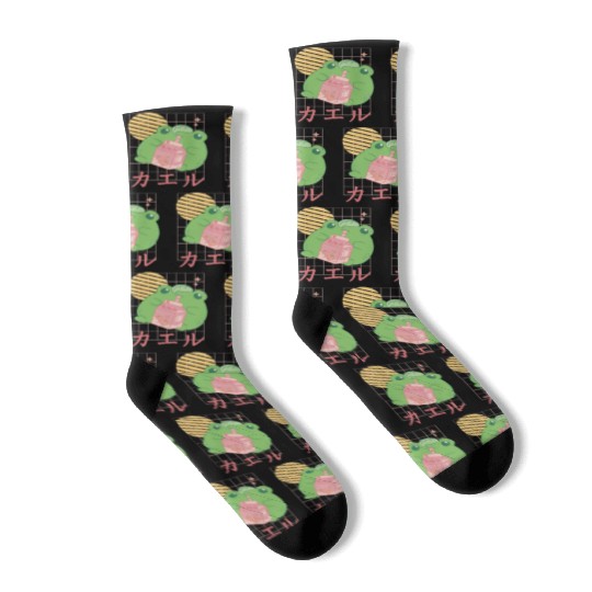 Strawberry Milk Frog Japanese Socks