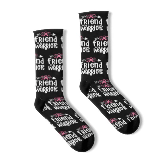 Friend Of A Warrior Support Team Breast Cancer Socks