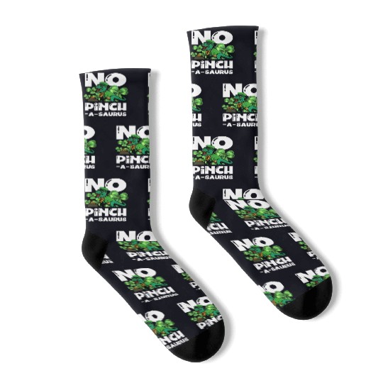No Pinchasaurus Dinosaur Irish St. Patricks Day Socks