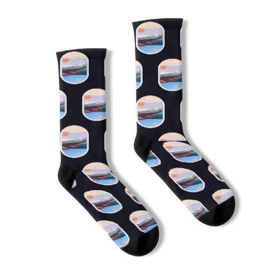 Wanderlust Plane Window Travel Landscape Nature Socks