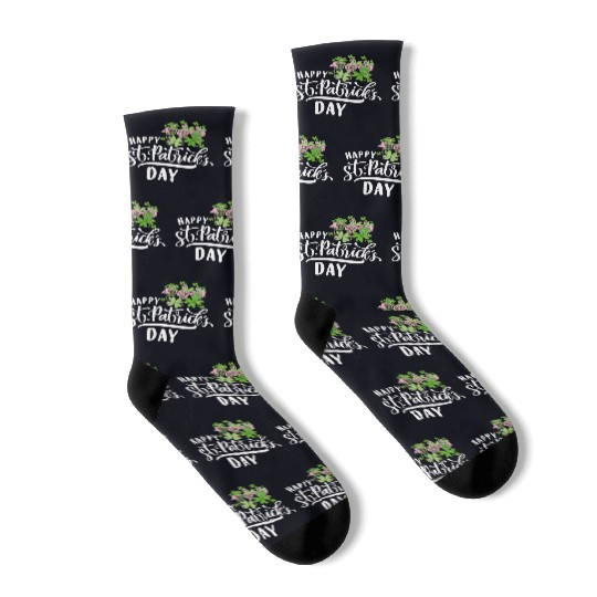 Happy St Patricks Day Irish Flamingo Socks