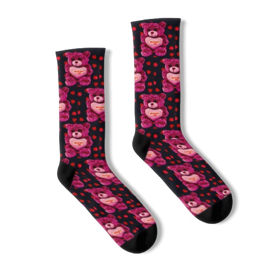 Lovely Valentine's Day Teddy Bear Socks