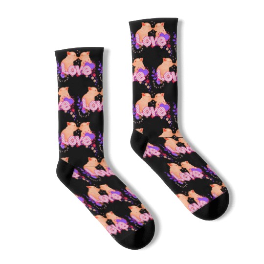 You are my Valentine. Funny Couple of Pigs. Socks