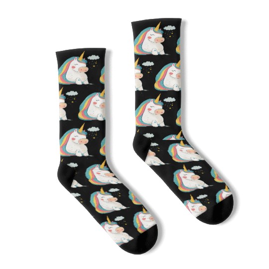 Rainbow Beauty: An Illustration of a Unicorn Pony Socks