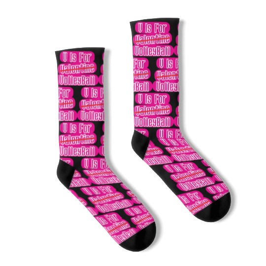 V Is Valentine VolleyBall - Funny Valentine Gifts Socks