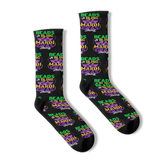 Beads & Bling It's A Mardi Gras Thing Mask Parade Socks