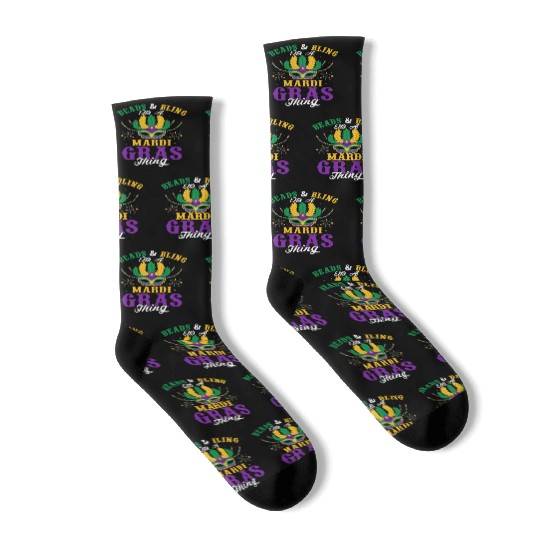 Beads & Bling It's A Mardi Gras Thing Parade Mask Socks