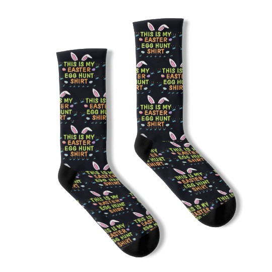 This Is My Easter Egg Hunt Funny Rabbit Face Squad Socks
