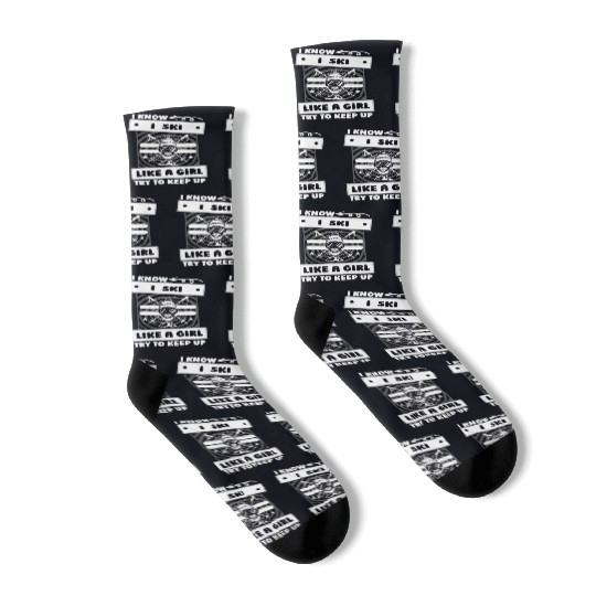 Skiing Skier Girl Socks