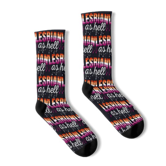 Lesbian LGBT Pride Lesbian Rainbow Flag Socks