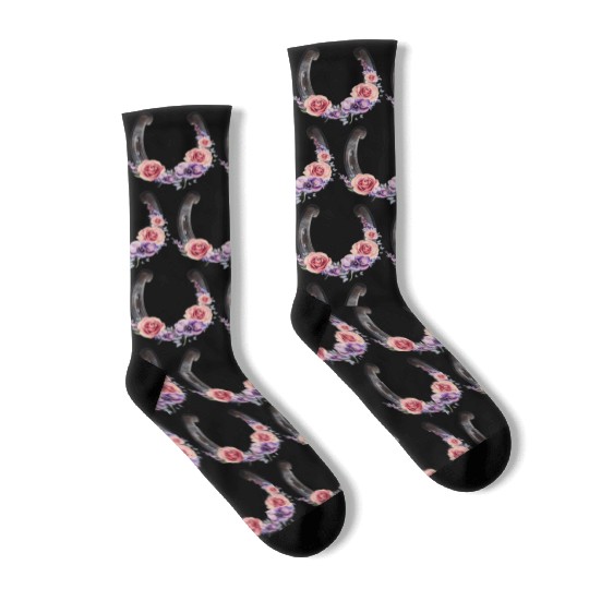 Lucky Floral Horseshoe Socks
