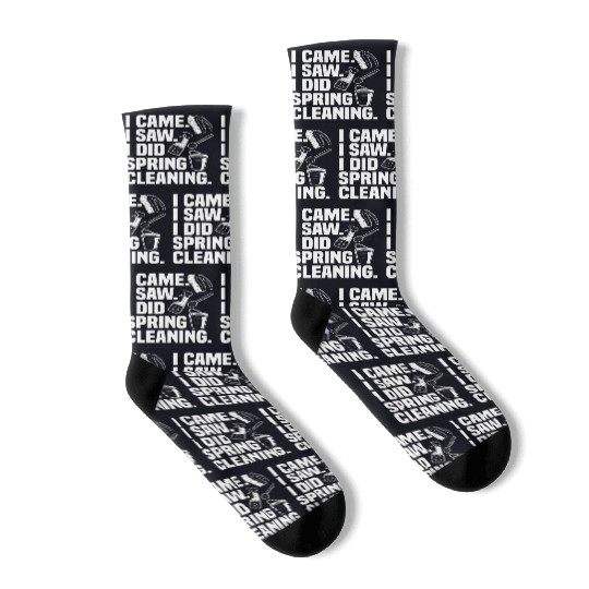 Funny Spring Cleaning Design Socks