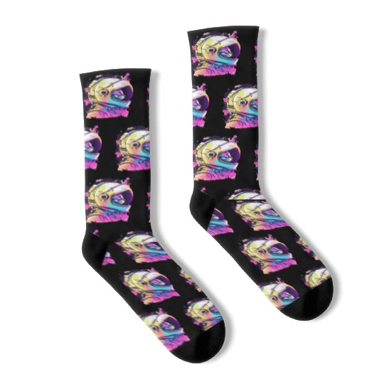 Aesthetic Vaporwave Space Cat 80s 90s Astronaut Socks