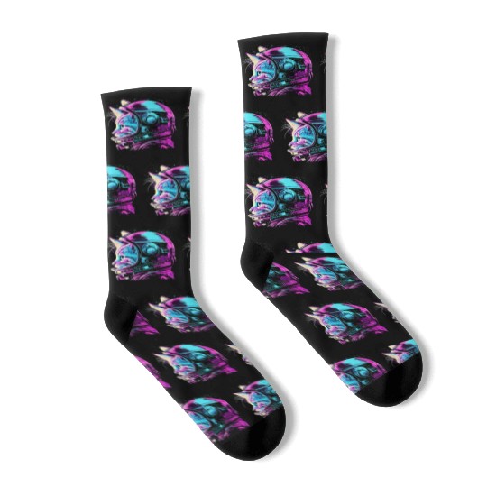 Aesthetic Vaporwave Space Cat 80s 90s Astronaut Socks