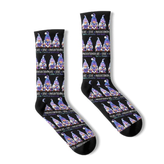 Gnomies Lover Peace Love Prevention Suicide Awaren Socks