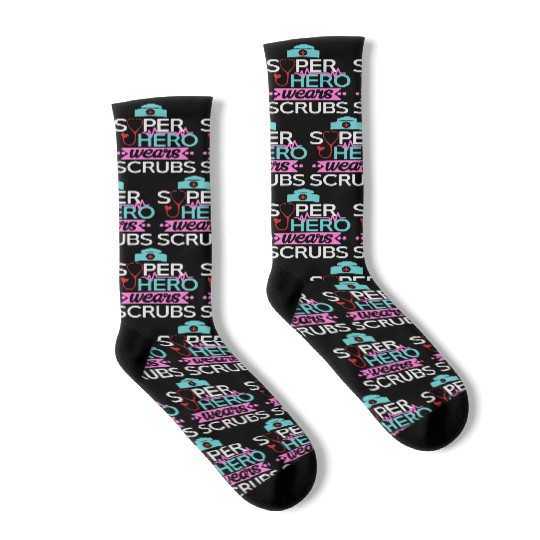 Scrubs Super Heroes Wear Scrubs Dr. Nurse Socks