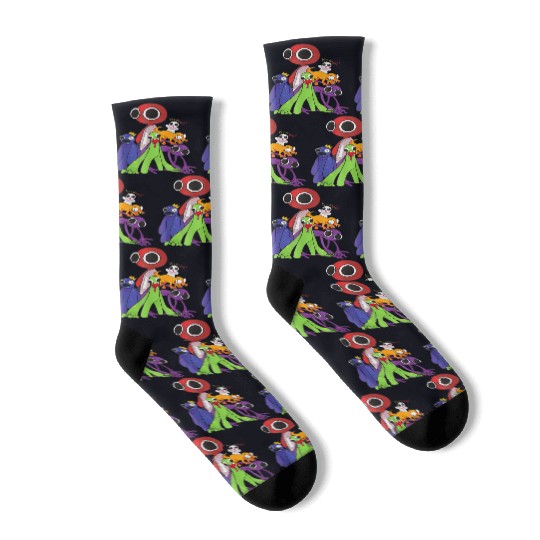 Rainbow Friends blue red orange green Socks