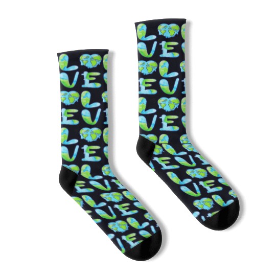 LOVE Earth Day 2023 Cute Earth Lover Kids Socks