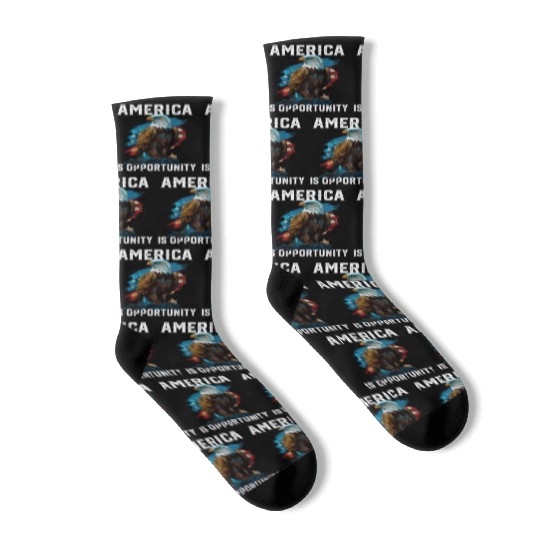 America Is Opportunity American Bald Eagle July 4 Socks