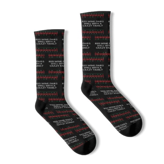 Red Wine Pairs Well with a Crazy Family Christmas Socks