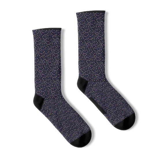 90s Navy + CMYK Bus Seat Retro Geometric Pattern Socks