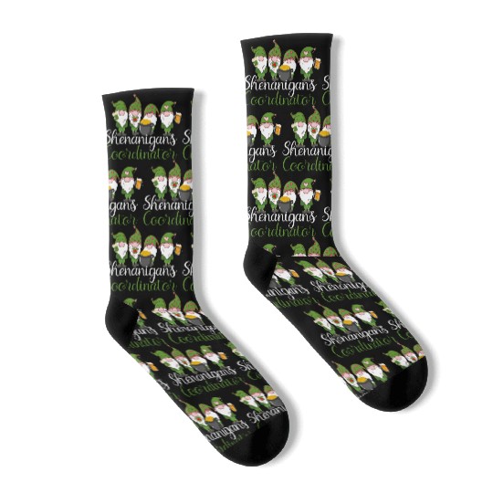 Shenanigans Coordinator St Patricks Day Gnomes Socks