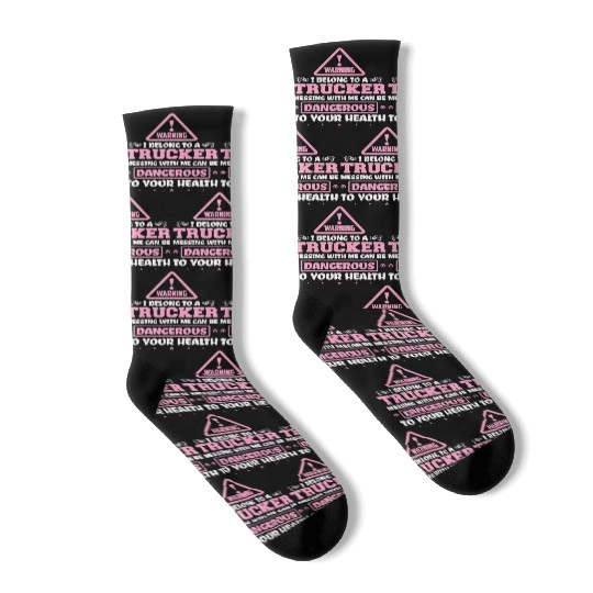Truck Driver I Love My Trucker Wife Girlfriend Gir Socks