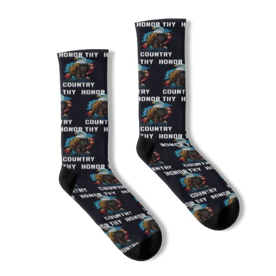 Honor Thy Country American Bald Eagle America USA Socks