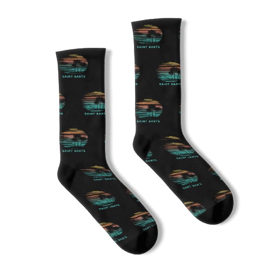 Saint Barts Cool Souvenir Vacation Artistic Socks