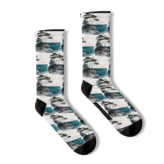 Acadia National Park Watercolor Socks