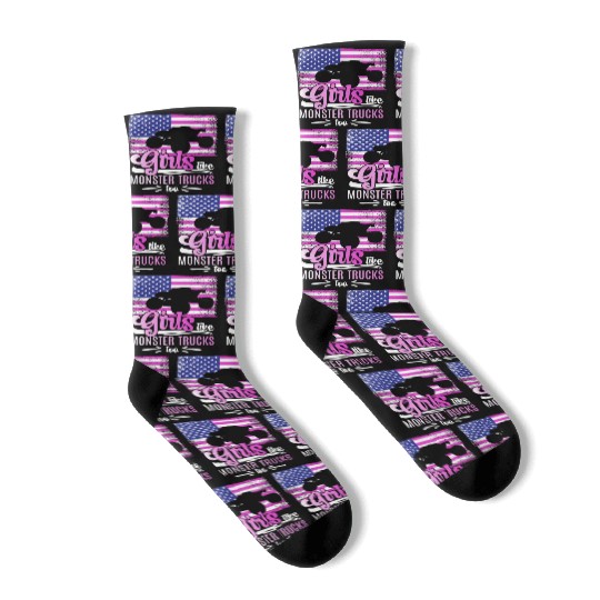 Girls Like Monster Trucks Too Girls Monster Truck Socks