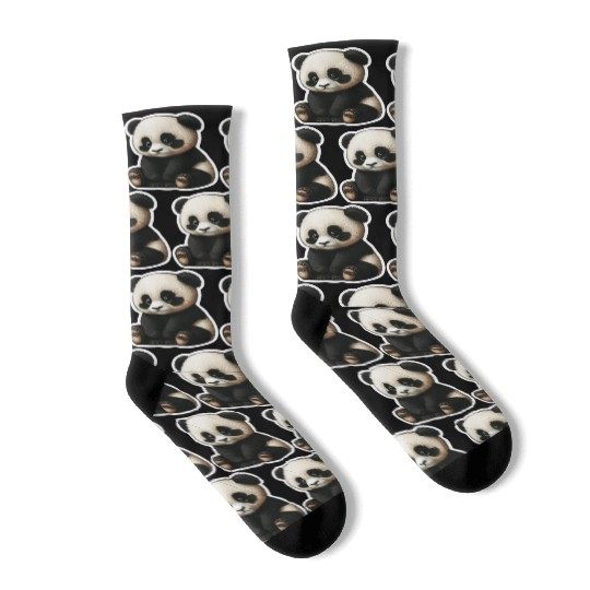 Cute little Panda playing design Socks
