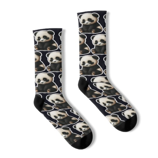 Cute little Panda playing design Socks