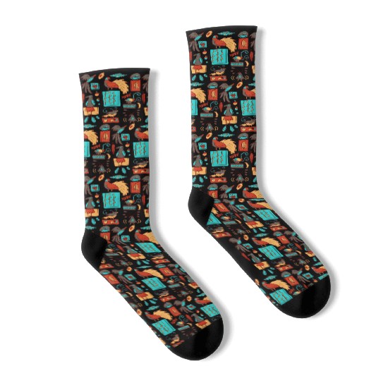 Retro 1950s Birds Of Paradise Pattern Socks