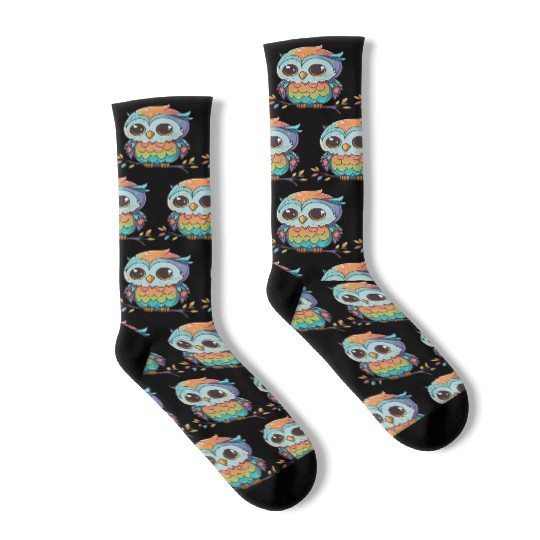 Kawaii colorful owl Socks