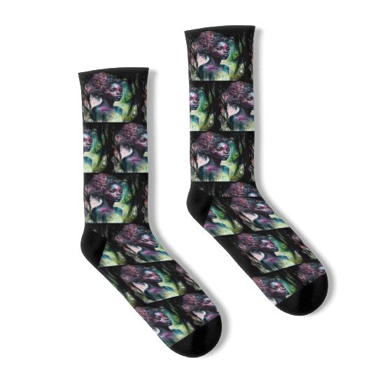 Black Nature Goddess - African American, Woodland Socks