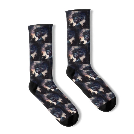 Black Nature Goddess - African American, Woodland Socks