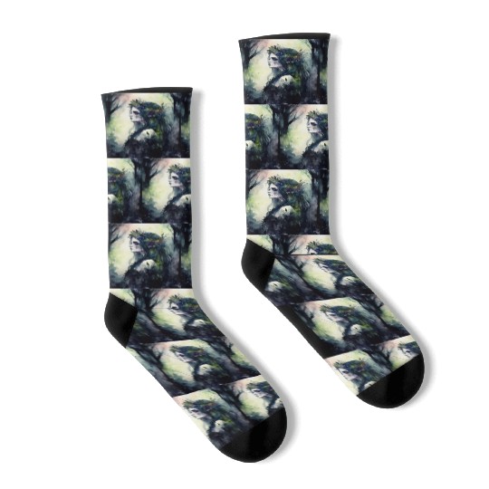 Nature Goddess - Woodland Witchy Forest Greenwoman Socks