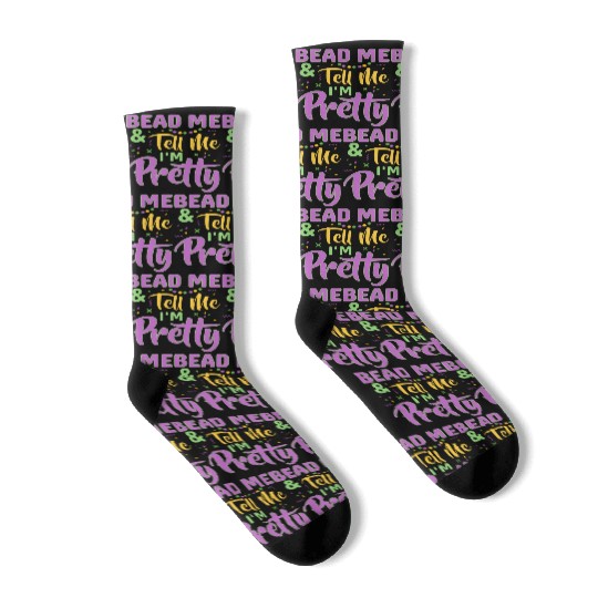 Bead Me & Tell Me I'm Pretty Mardi Gras Beads Socks