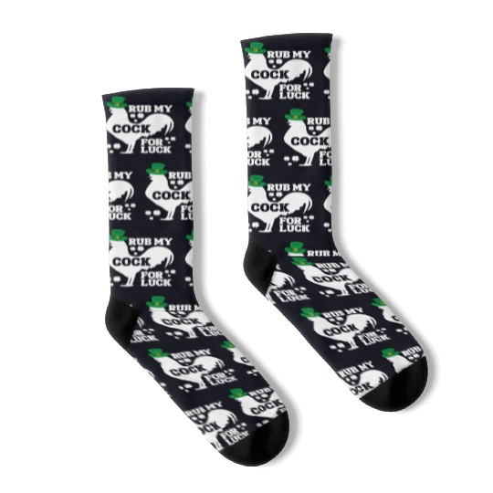Rub My Cock for Good Luck, Funny St Patrick's Day Socks