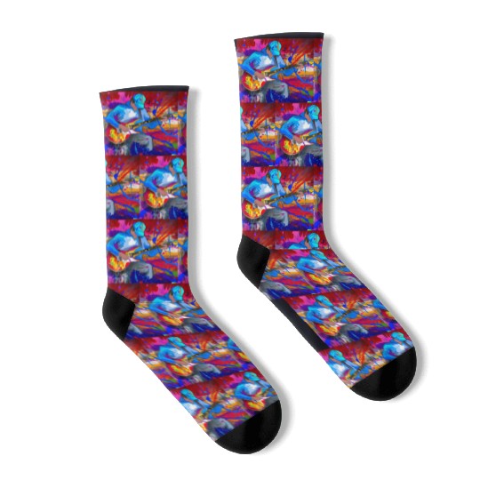 Guitar Player Graffiti Art Socks