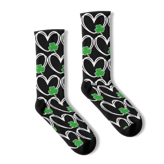 Men Women Heart St Patricks Day Young Clover Irish Socks