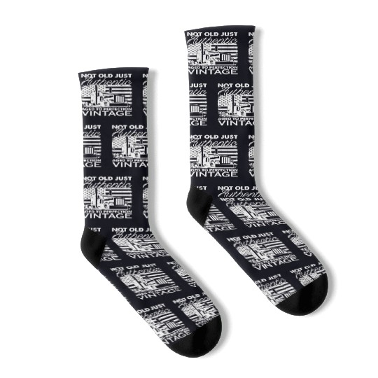 Truck Driver Us Flag Old Man Trucker Socks