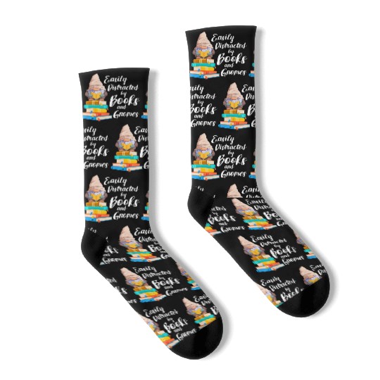 Garden Gnome Easily Distracted By Books Gnomes Bo Socks